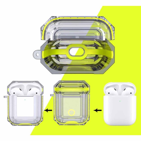 Чехол на AirPods 1/2 Shockproof Transparent Lime